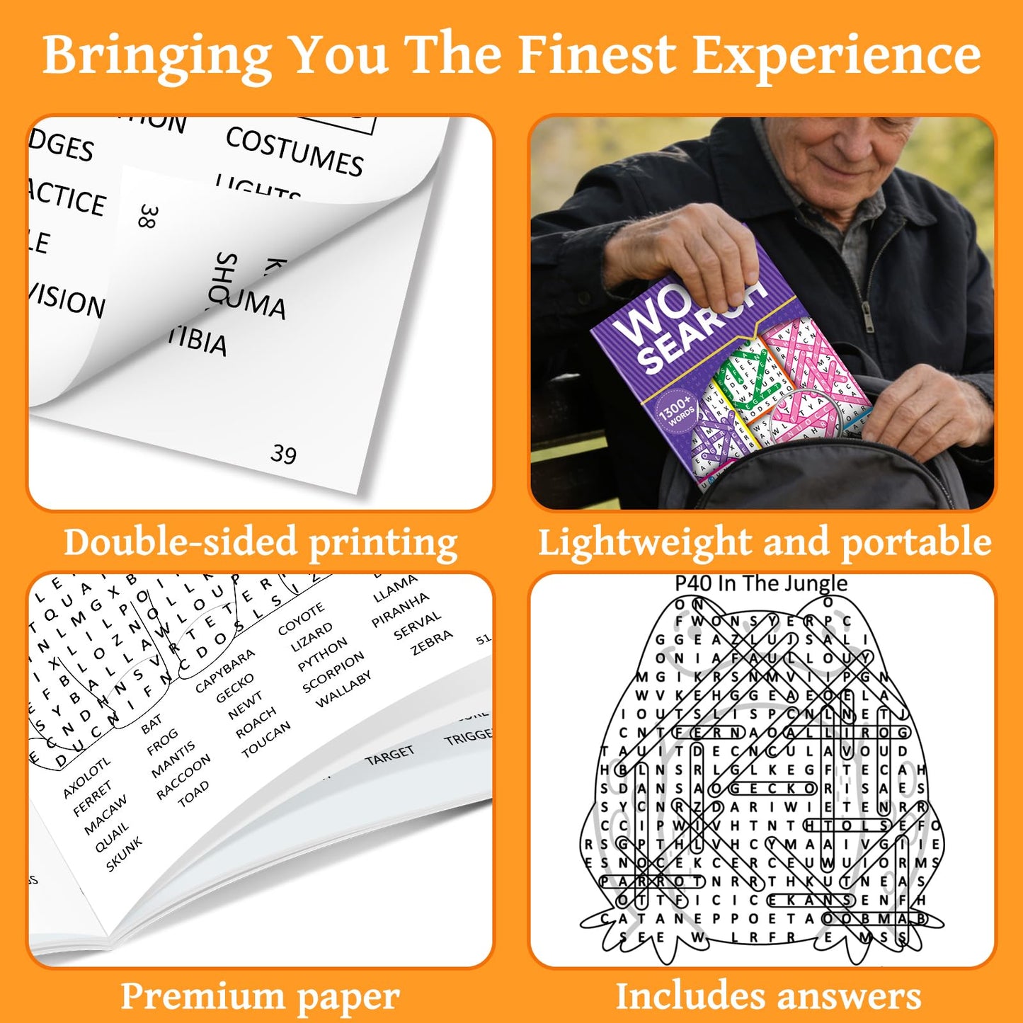 Elfew 8000+ Large Print Word Search 6-Pack — 330+ Themes & Shaped Puzzles