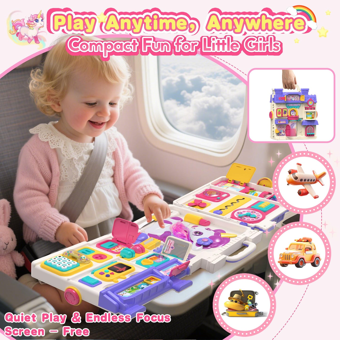 ELFJOY Montessori Busy Board for Toddlers — 56+ Activities, Bilingual English & Spanish
