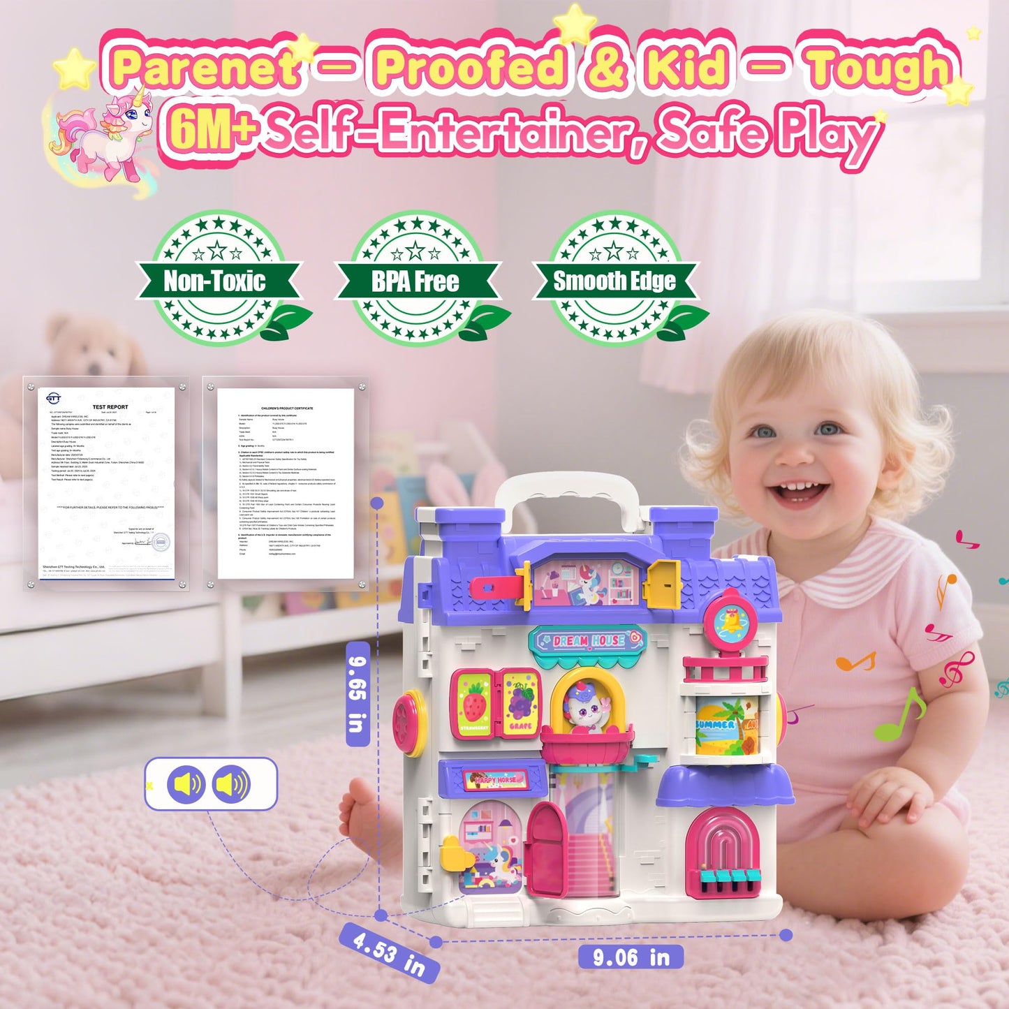 ELFJOY Montessori Busy Board for Toddlers — 56+ Activities, Bilingual English & Spanish