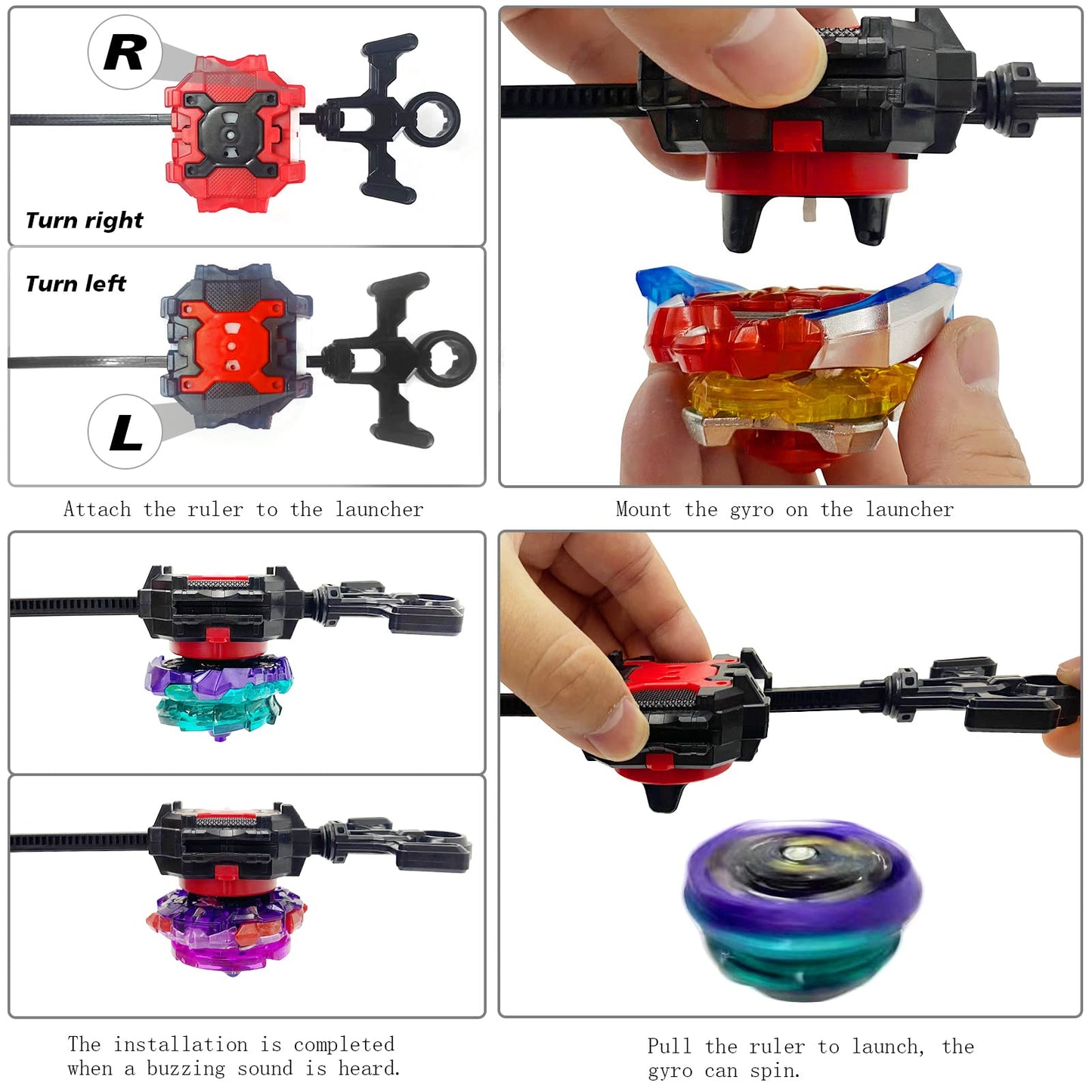 Elfnico Bey Battling Top Burst Gyro Toy Set – 12 Spin Tops & 4 Launchers