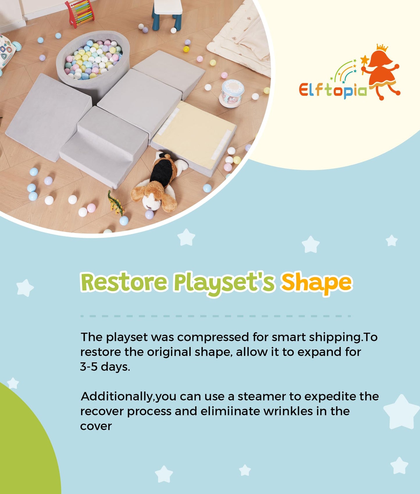 Elftopia Foam Climbing Blocks with Ball Pit & Stairs for Toddlers Aged 1-3 – Indoor Soft Play Grey