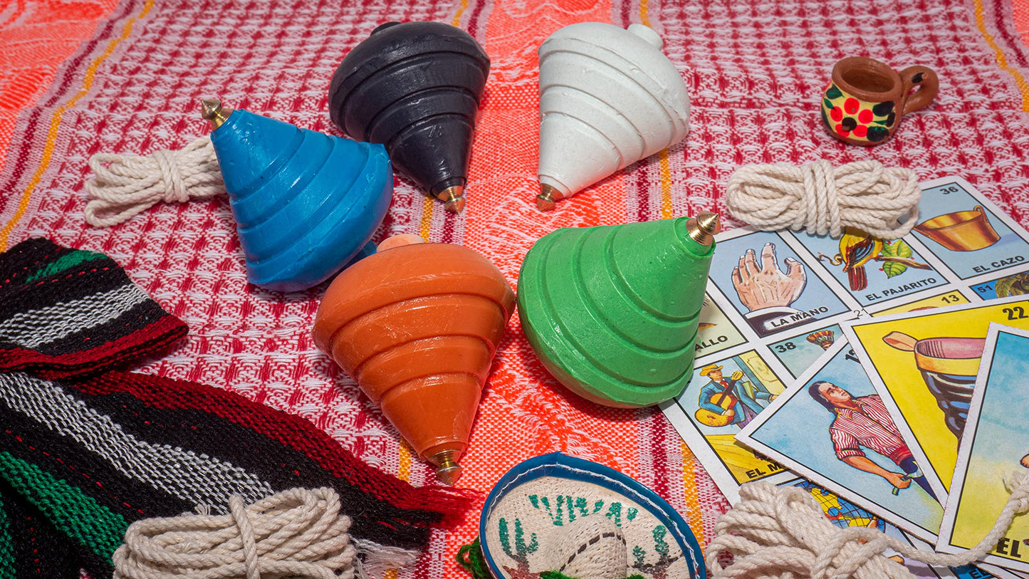 ELIASM Spinning Top Trompo – 5-Pack, Durable Steel Tip, Authentic Mexican Craft