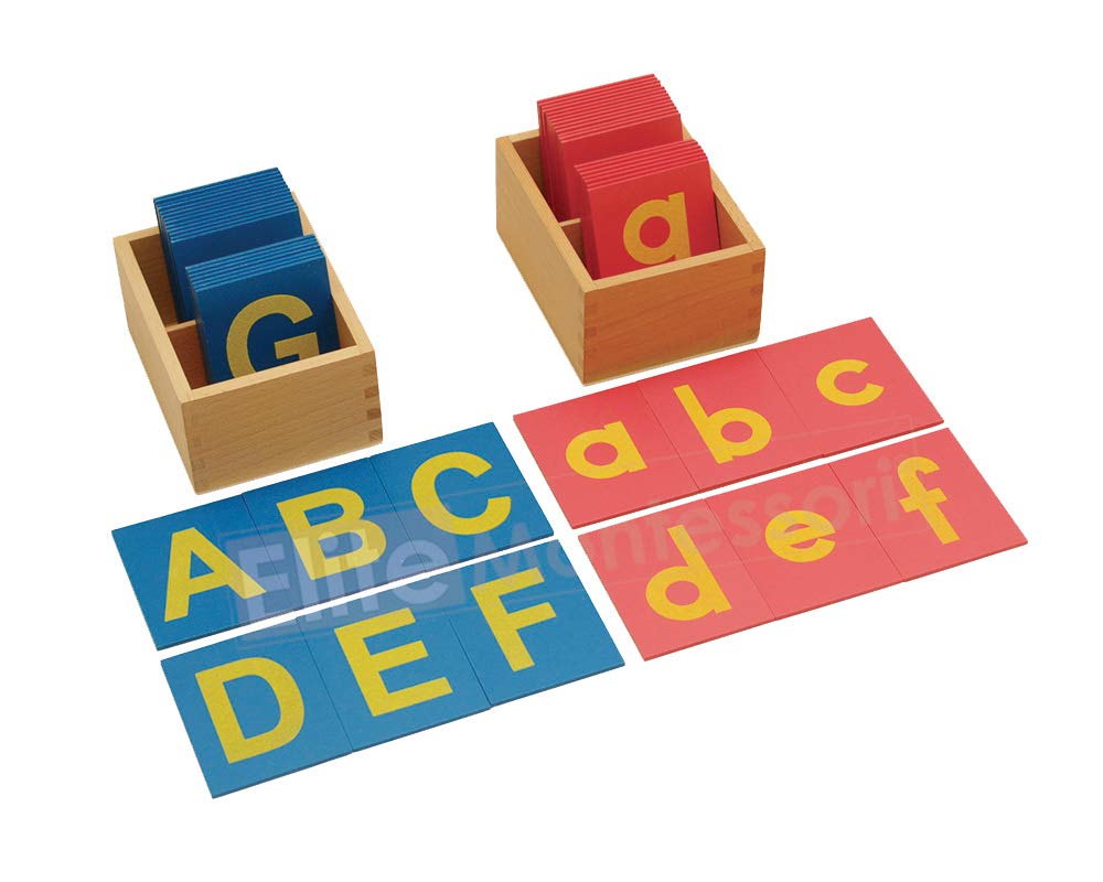 Elite Montessori Lower & Capital Case Sandpaper Letters with Boxes – Letter Tracing Set for Early Literacy