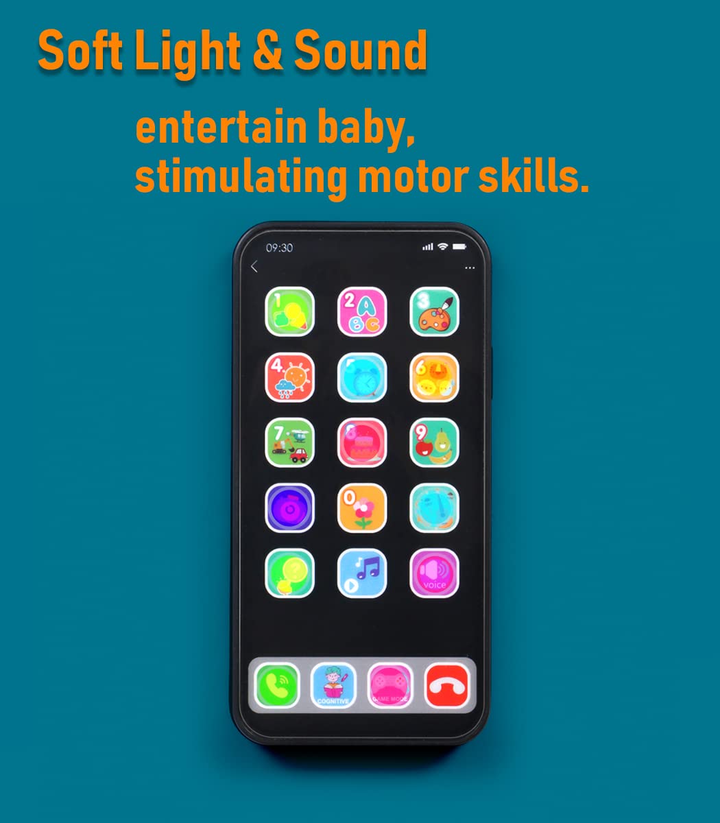 Ella Dream Baby Phone Toy – Musical Light & Sound Smartphone Toy for 1 Year Old Toddlers (Black)