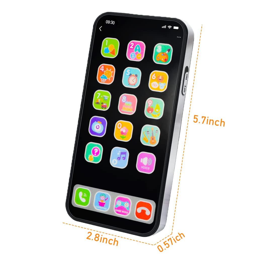 Ella Dream Baby Phone Toy – Musical Light & Sound Smartphone Toy for 1 Year Old Toddlers (Black)