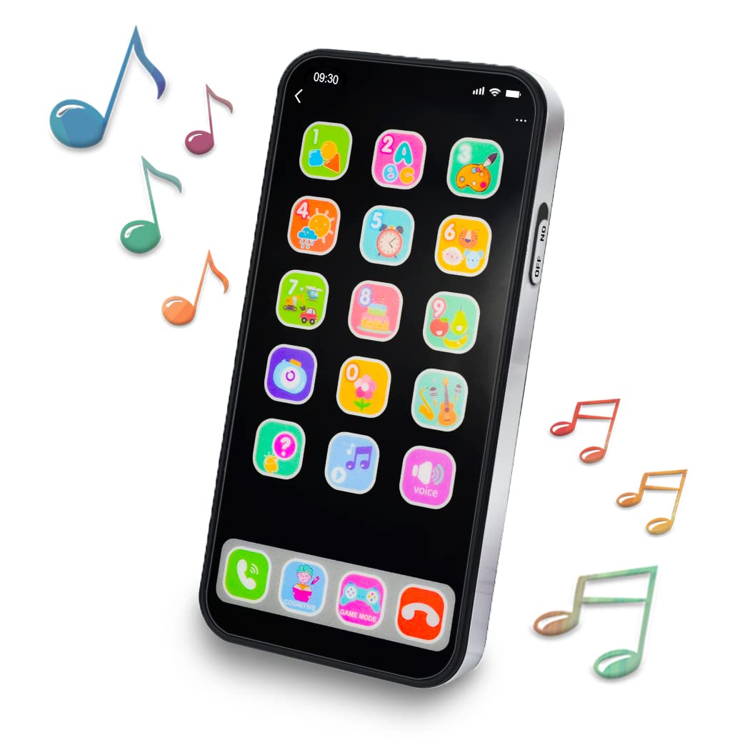 Ella Dream Baby Phone Toy – Musical Light & Sound Smartphone Toy for 1 Year Old Toddlers (Black)