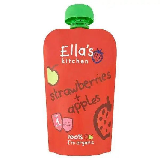 Ella's Kitchen Organic Strawberries + Apples Pouch 4+ Months 120g (Pack Of 7)