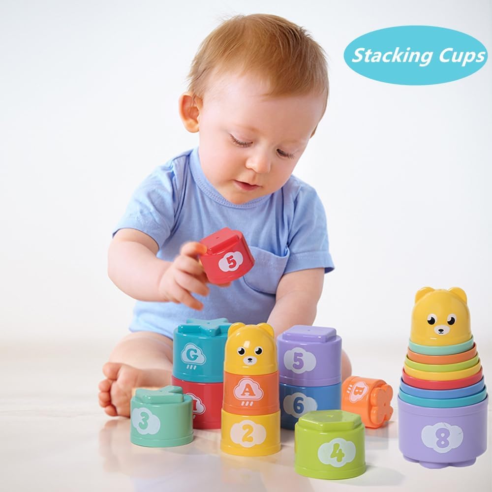 ELLECK Baby Toys 6-12 Months — 6-in-1 Montessori Busy Cube & Rings