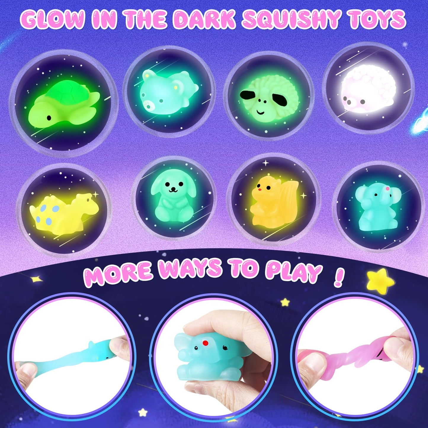 Ellinjan Valentines Day Classroom Gift Set – 32 Glow-in-the-Dark Squishy Toys & Cards