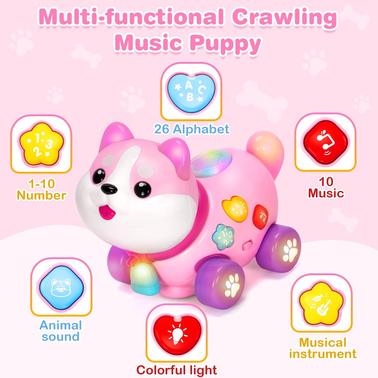 Ellinjan 4-in-1 Musical Puppy Toy for 6–18 Months – Bilingual Learning & Lights