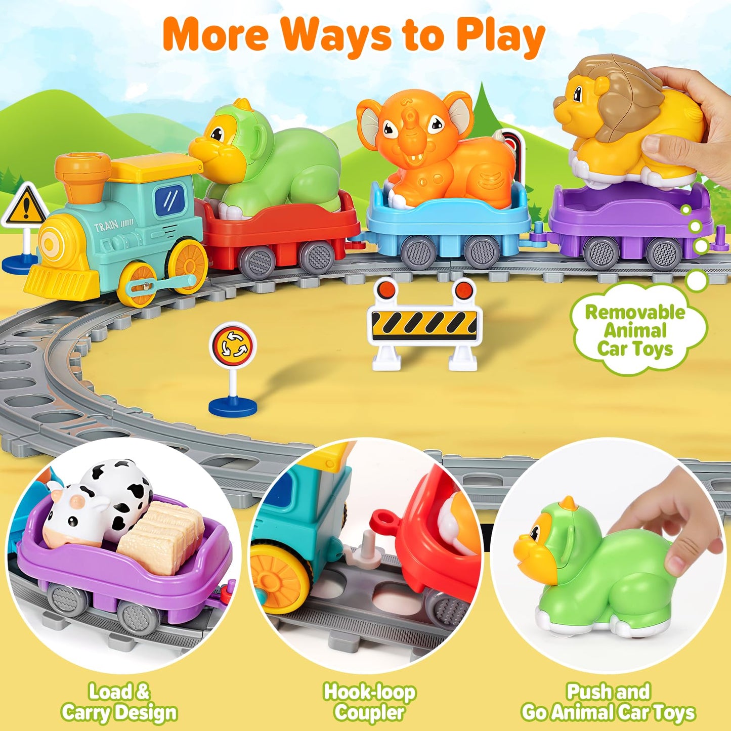 Ellinjan Electric Train Set for Toddlers – Lights, Steam & Music