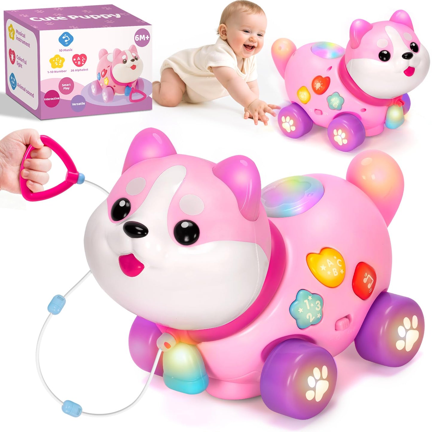 Ellinjan 4-in-1 Musical Puppy Toy for 6–18 Months – Bilingual Learning & Lights