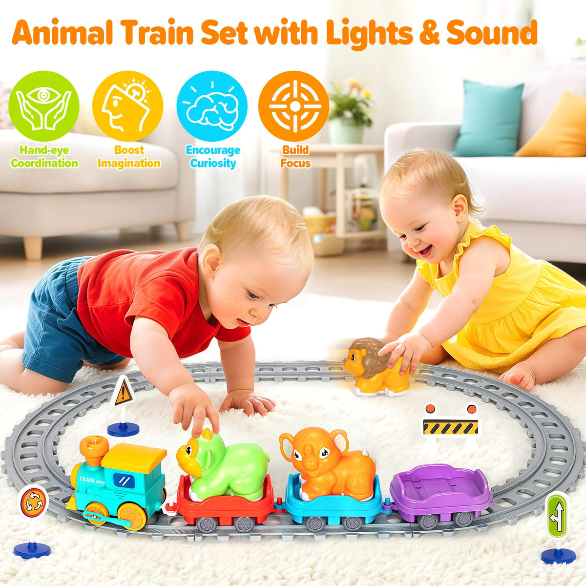 Ellinjan Electric Train Set for Toddlers – Lights, Steam & Music