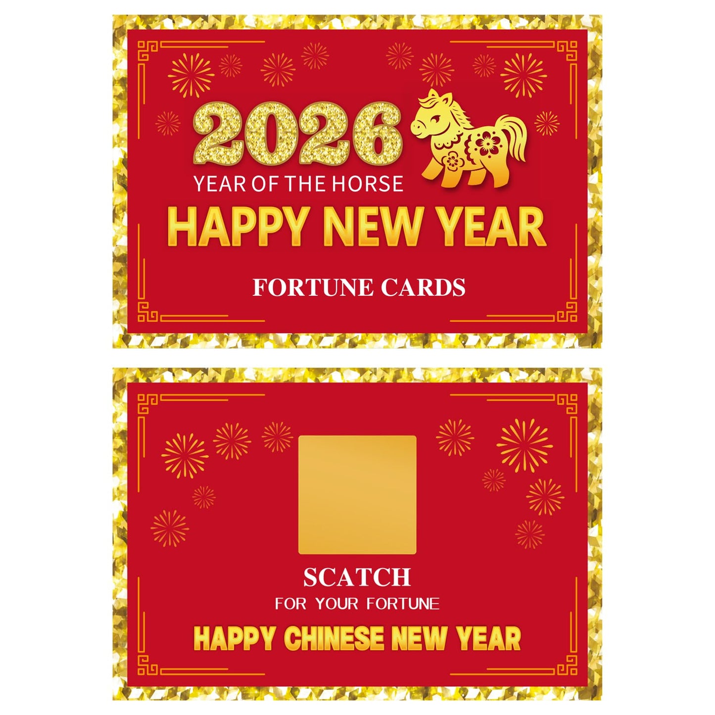 Ellzk 30-Count Chinese New Year Scratch-Off Fortune Cards – Year of the Horse Party Decor & Favors