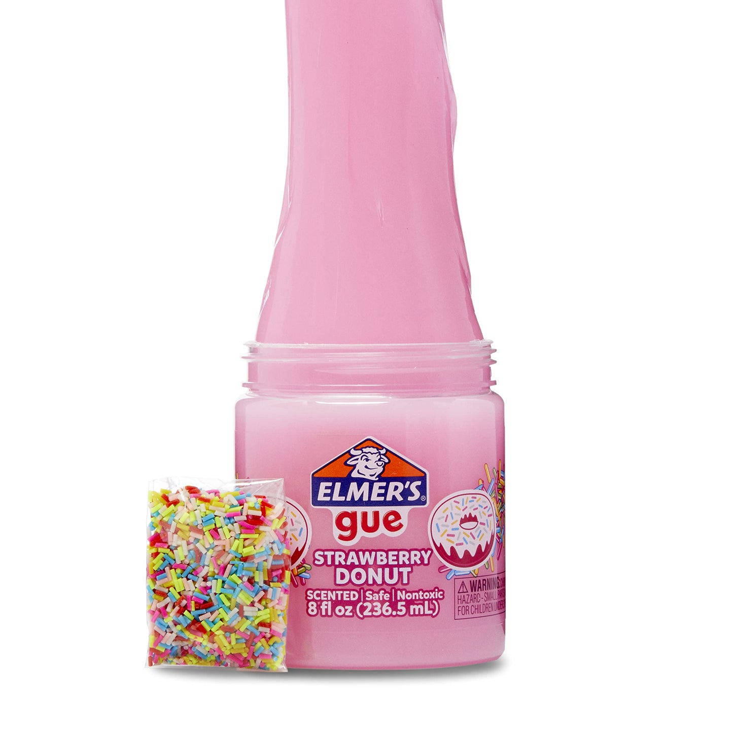 Elmer's Gue Premade Slime Strawberry Donut Scented with Rainbow Sprinkle Add-Ins – 2 Count