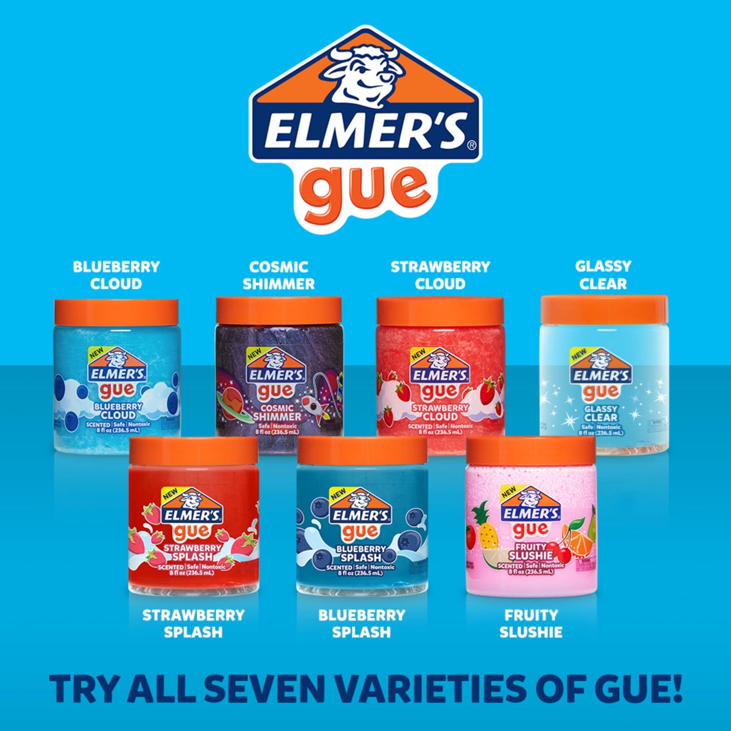 Elmer's Gue Premade Glassy Clear Slime – 2 Pack for Mixing In Add-ins
