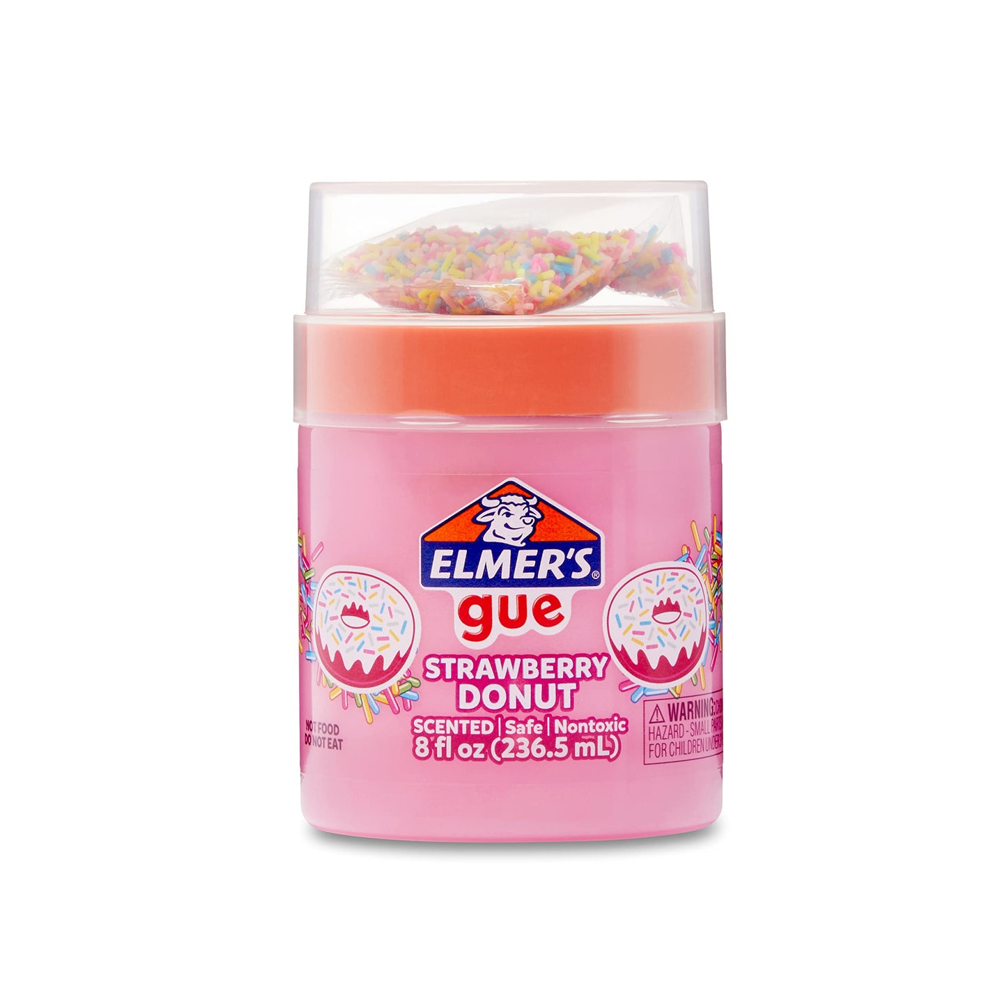 Elmer's Gue Premade Slime Strawberry Donut Scented with Rainbow Sprinkle Add-Ins – 2 Count