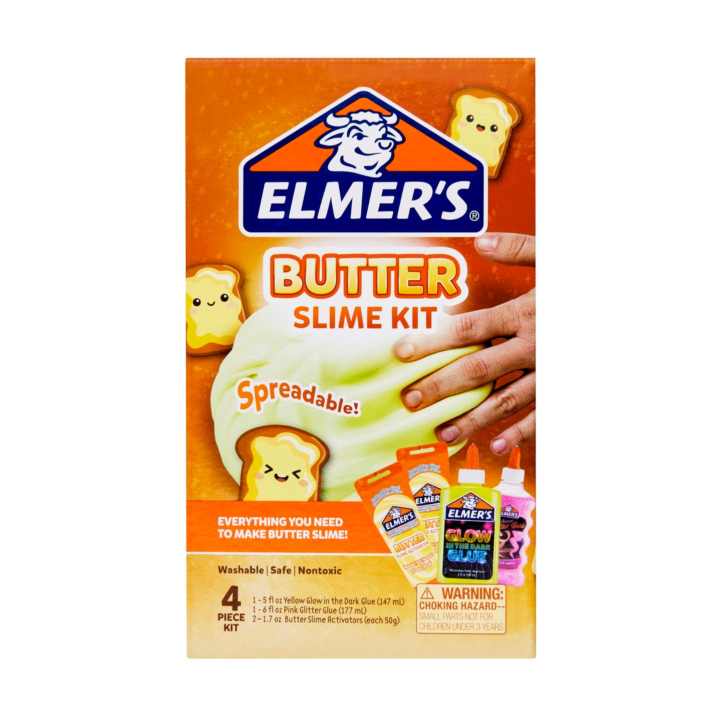 Elmer’s Butter Slime Kit with Glow in the Dark Glue and Glitter Glue – 4-Piece Kids Craft Kit