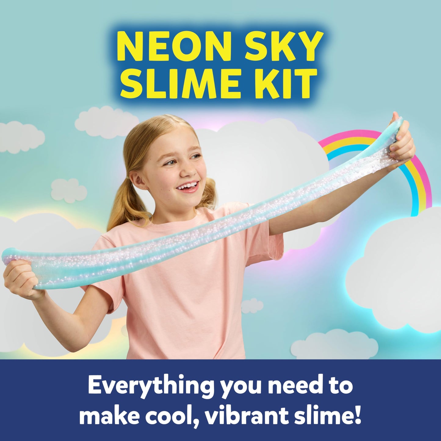 Elmer’s Neon Sky Slime Kit – 4-Piece Set with Blue & Pink Glue, Crunchy & Cherry Limeade Activators