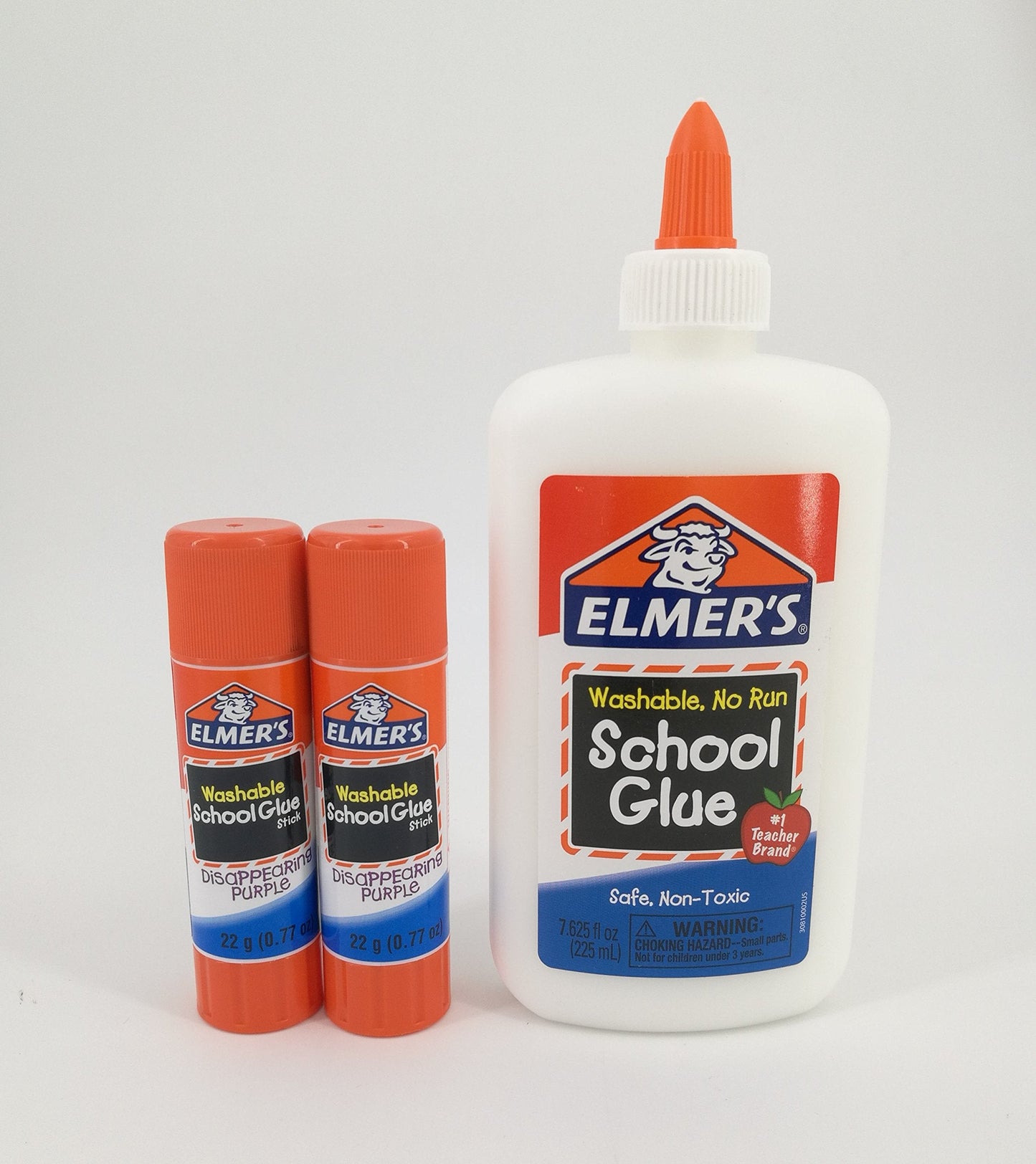 Elmer's Washable Glue Bundle — Liquid Glue + Disappearing Purple Glue Sticks (Big) – 3+