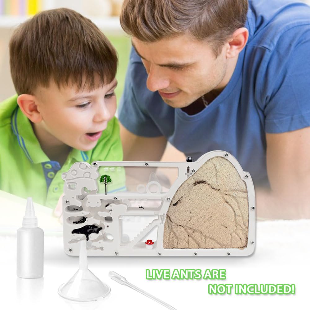 ELNMLHT Ant Farm Castle with Yellow Sand & Tool Kit | Educational Science Kit for Kids & Adults