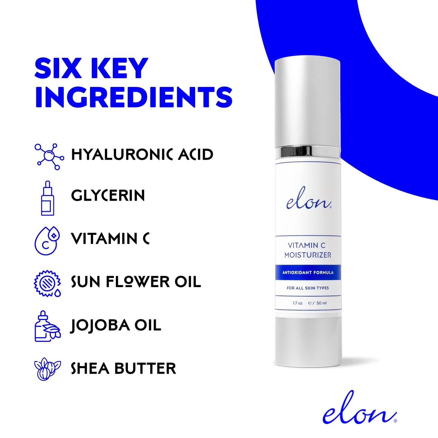 Elon Antioxidant C Moisturizer – Vitamin E, MSM & Jojoba Face Lotion