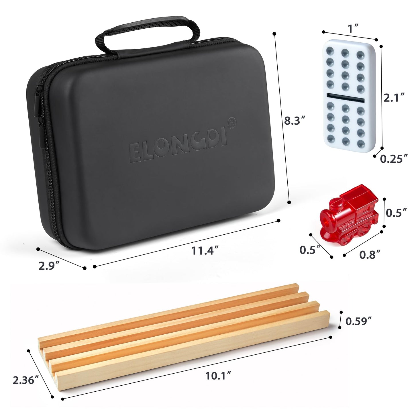 ELONGDI Mexican Train Double 12 Dominoes Set – 91 Tiles, 9 Trains, Portable Case
