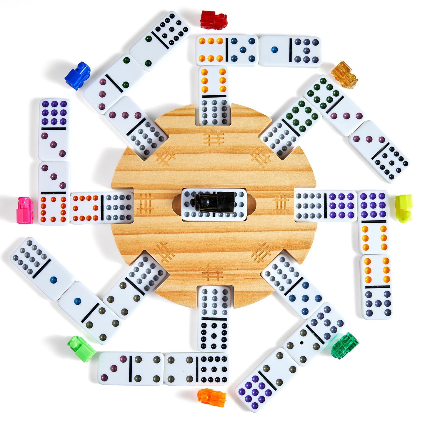 ELONGDI Mexican Train Double 12 Dominoes Set – 91 Tiles, 9 Trains, Portable Case