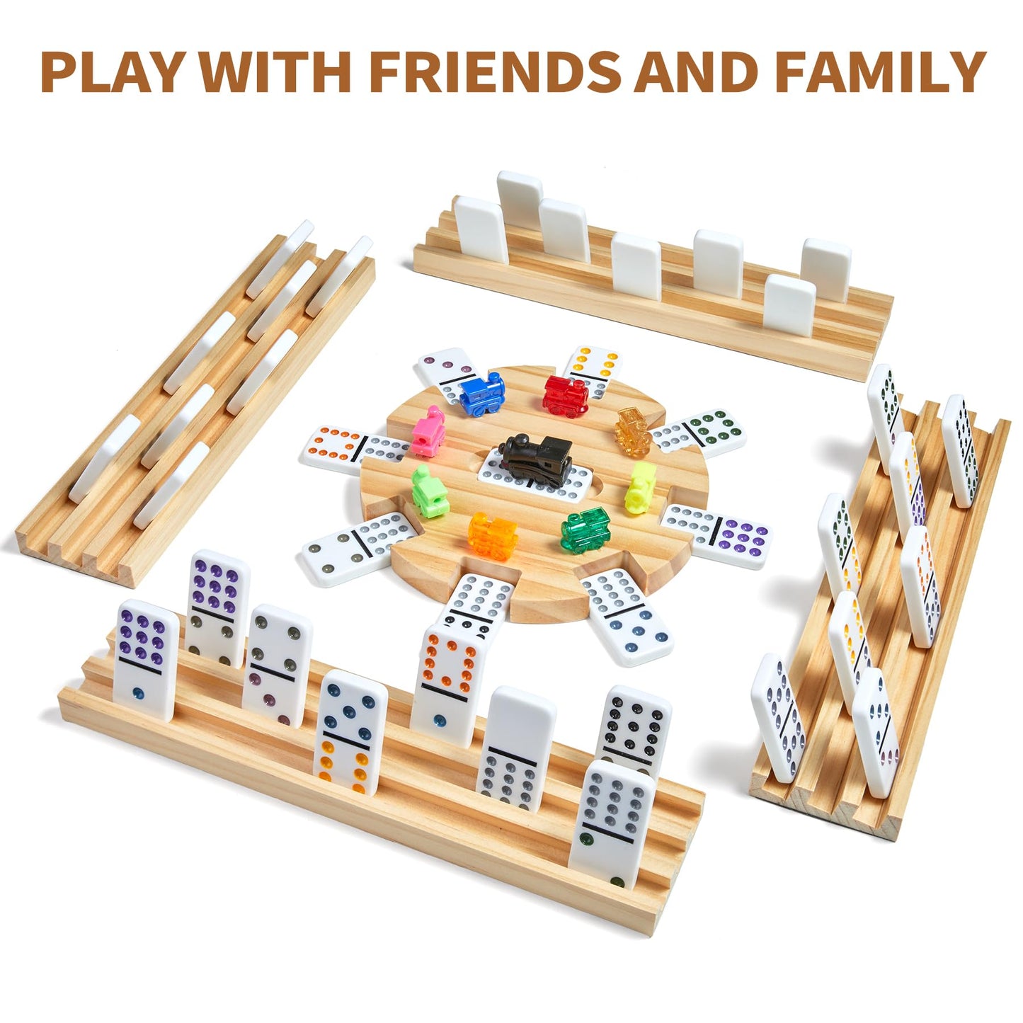 ELONGDI Mexican Train Double 12 Dominoes Set – 91 Tiles, 9 Trains, Portable Case