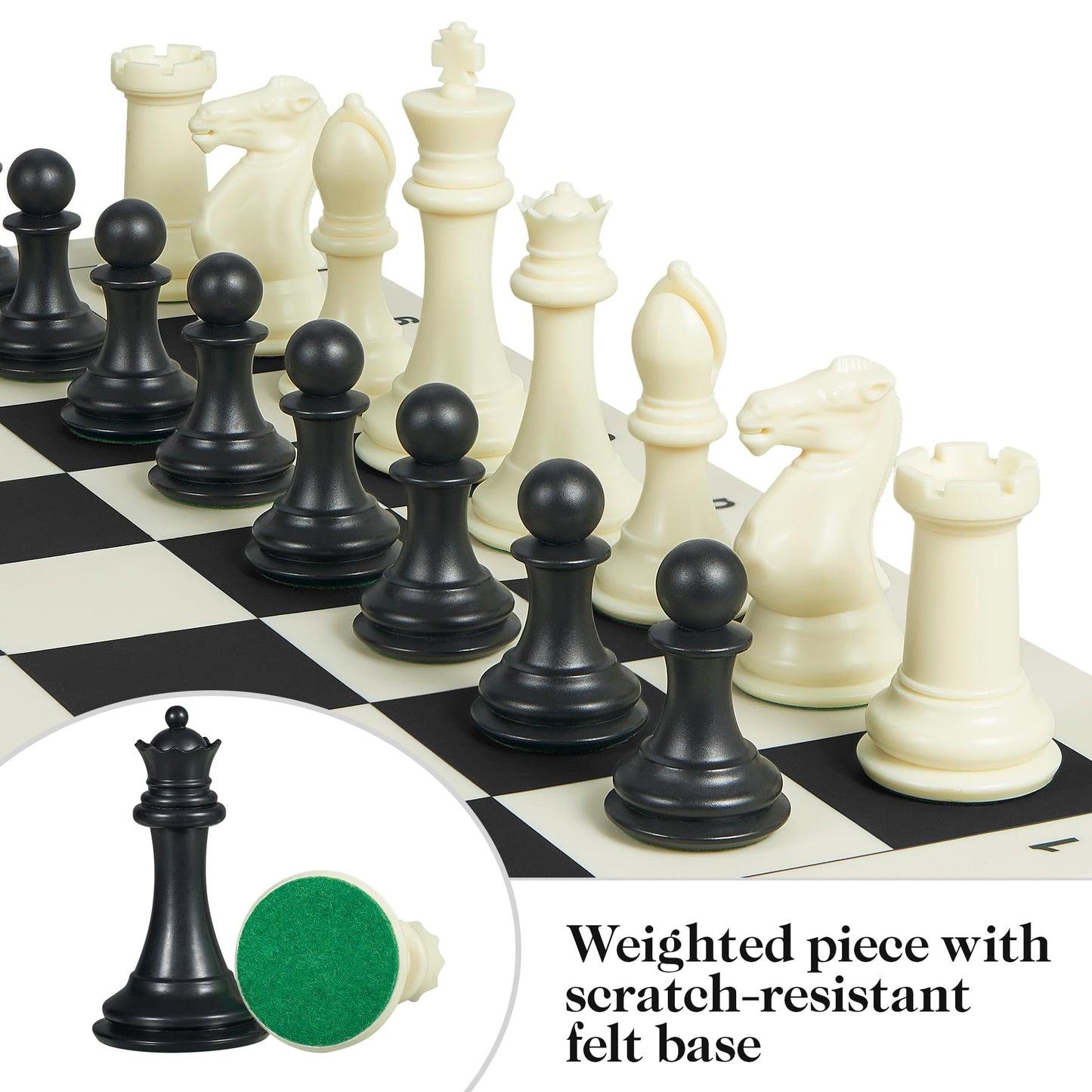 ELONGDI Tournament Chess Set – 20-inch Silicone Board, 4-inch King, 2 Extra Queens, Travel Case