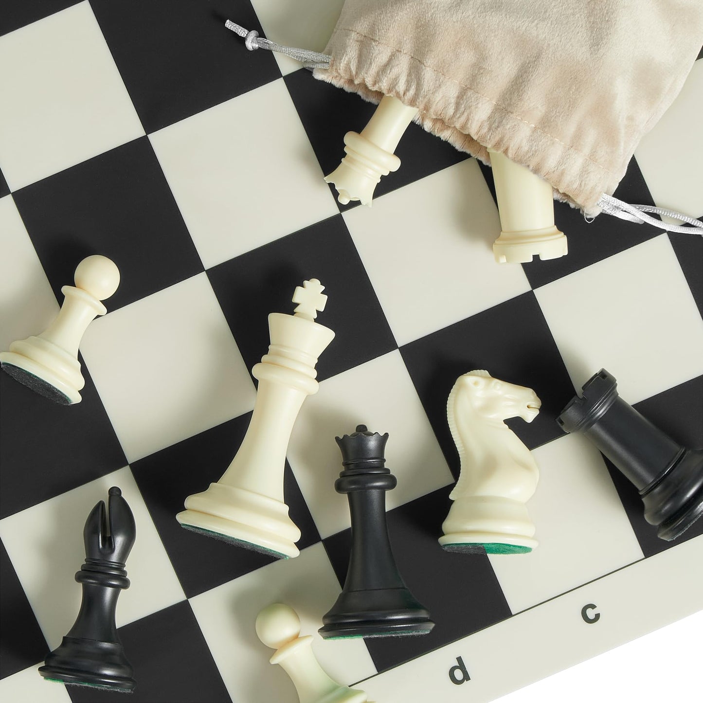 ELONGDI Tournament Chess Set – 20-inch Silicone Board, 4-inch King, 2 Extra Queens, Travel Case