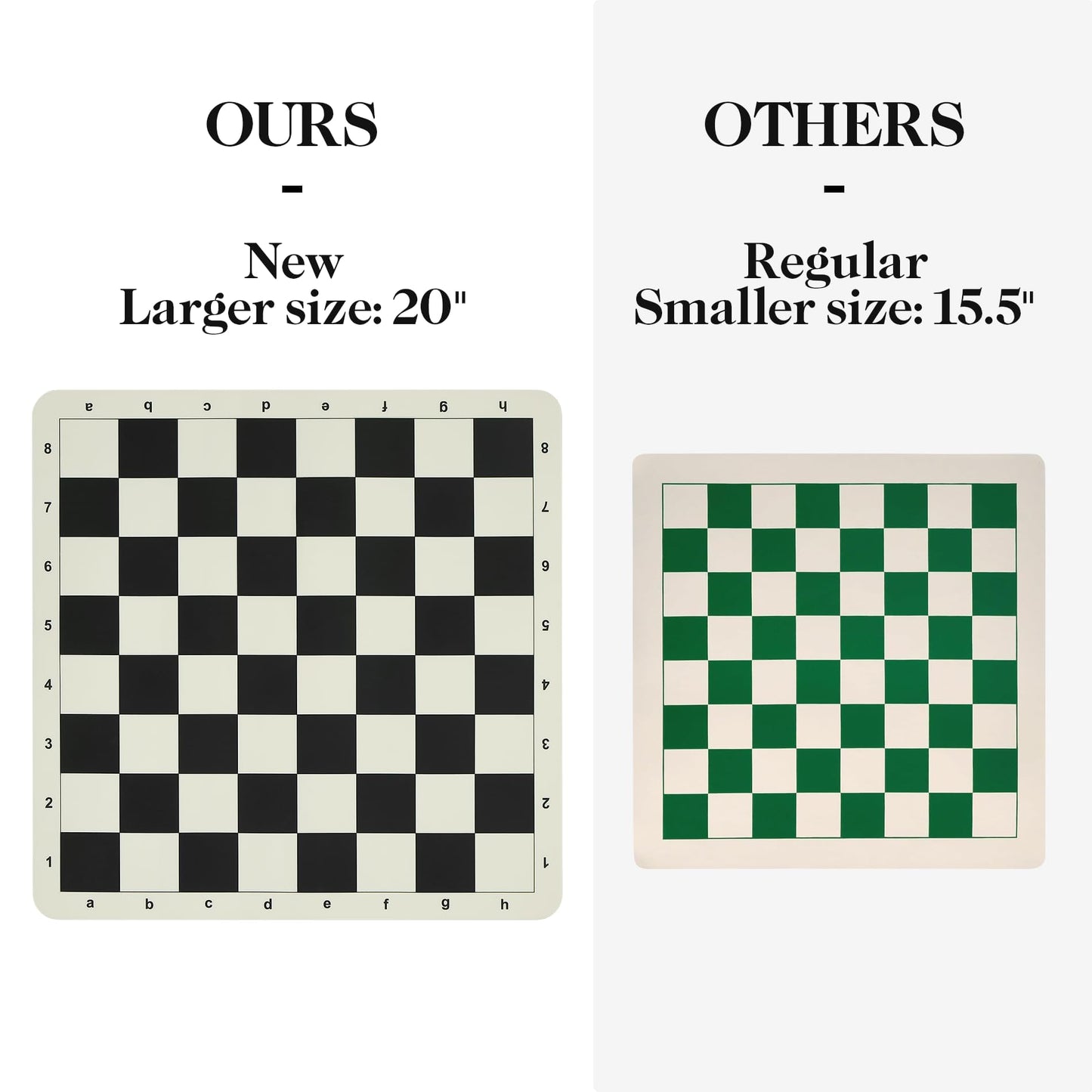 ELONGDI Tournament Chess Set – 20-inch Silicone Board, 4-inch King, 2 Extra Queens, Travel Case