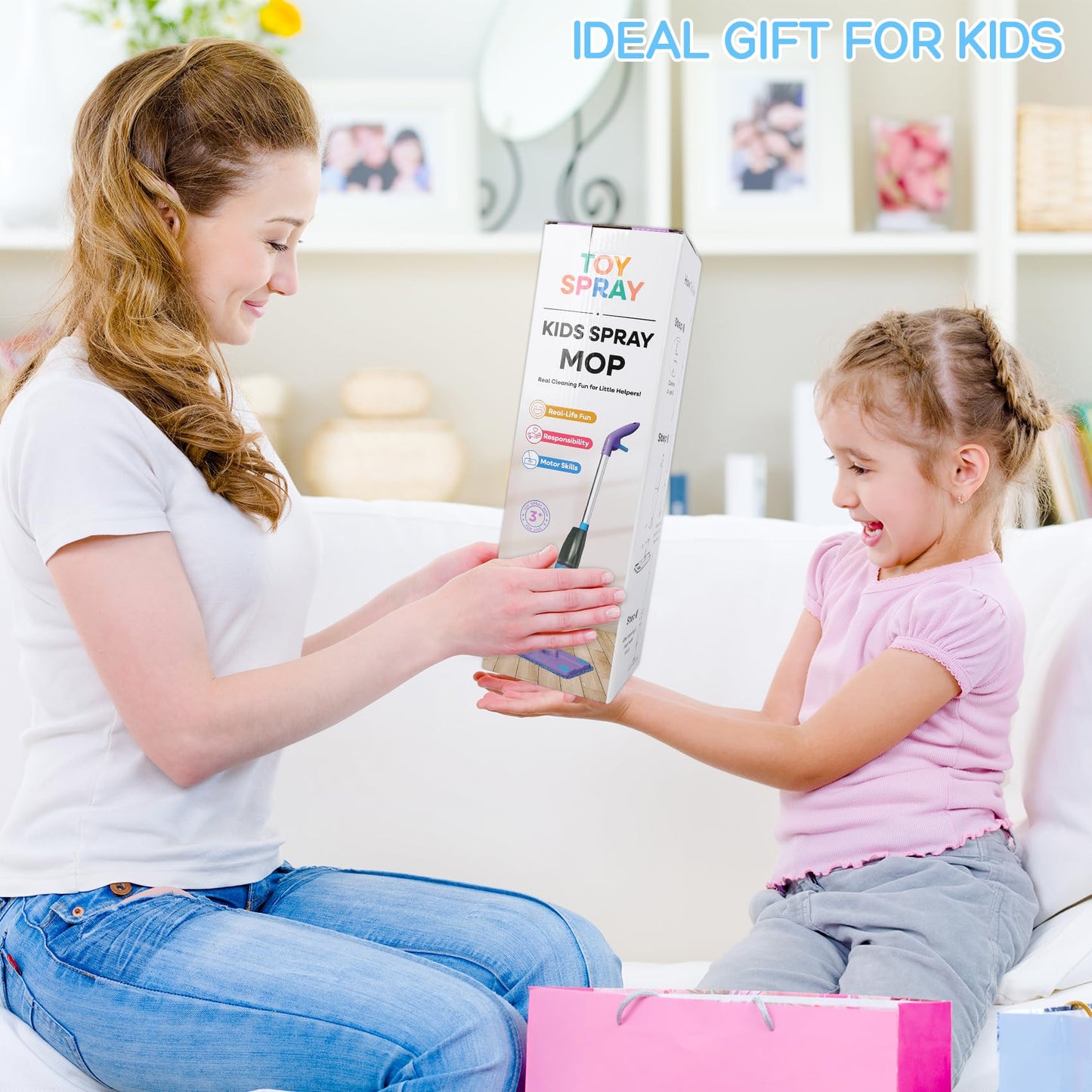 Eloslos Kids Spray Mop – Real Working Toddler Cleaning Set (Blue & Purple)