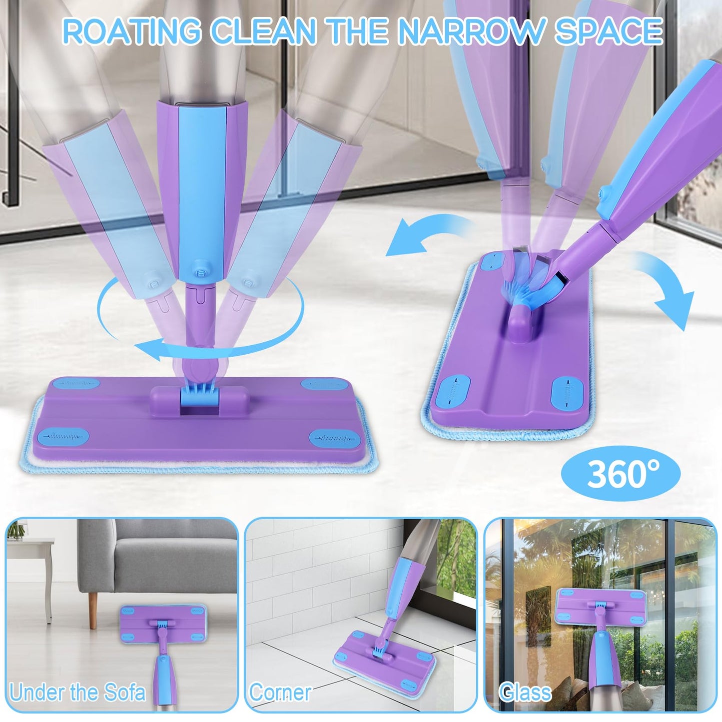 Eloslos Kids Spray Mop – Real Working Toddler Cleaning Set (Blue & Purple)