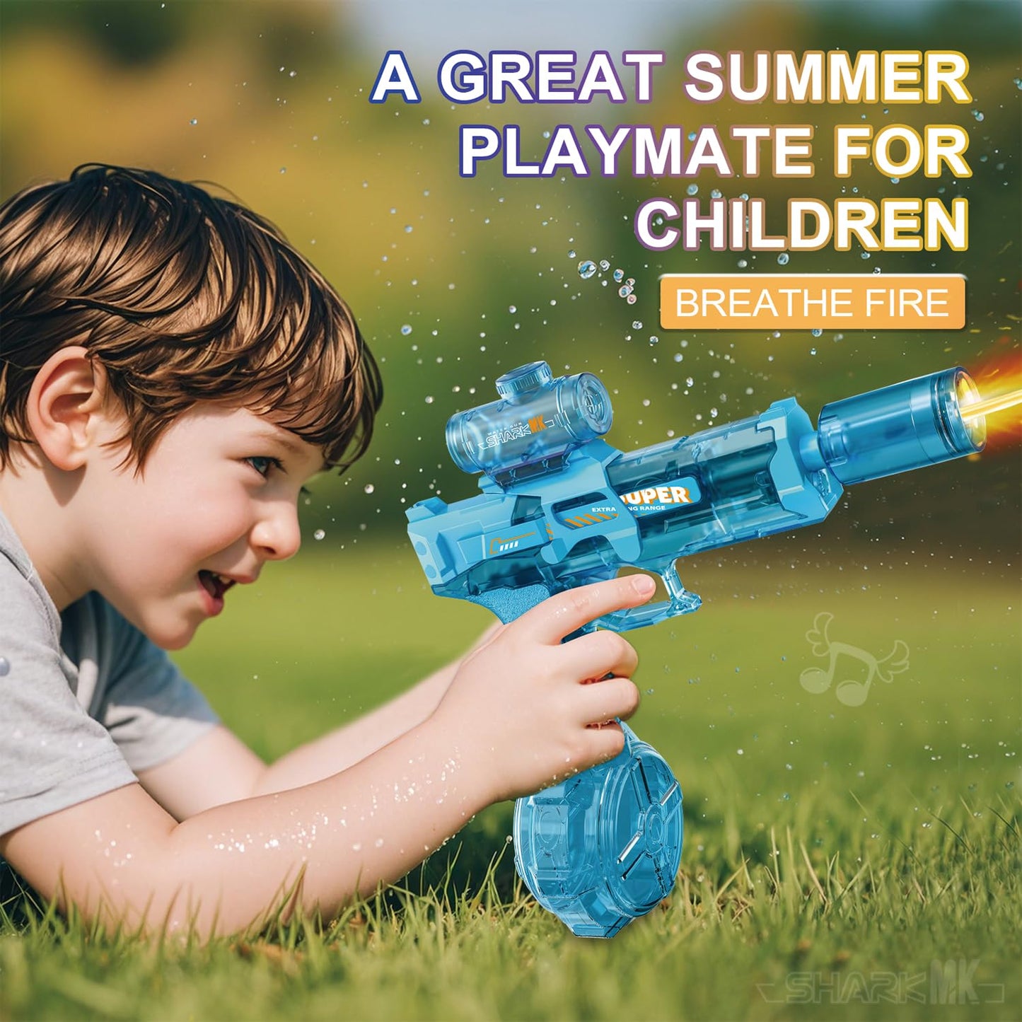 ELPSCGROO 2Pcs Electric Water Gun Set — Light-Up Nozzle, Manual/Auto Modes, Large Tank (Blue/Black), Up to 32 ft