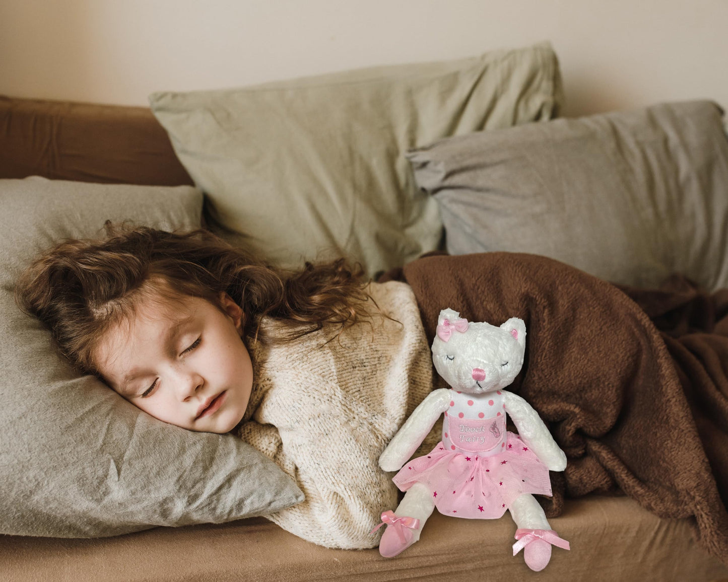 elskandi Caterina The Cat Ballerina Tooth Fairy Pillow for Girls - Keepsake Gift