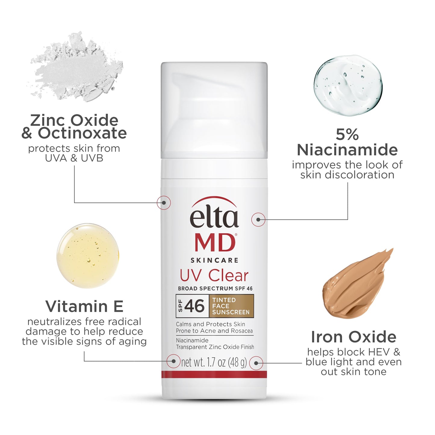 EltaMD UV Clear Tinted SPF 46 Sunscreen – Oil-Free, Zinc Oxide, Dermatologist Recommended
