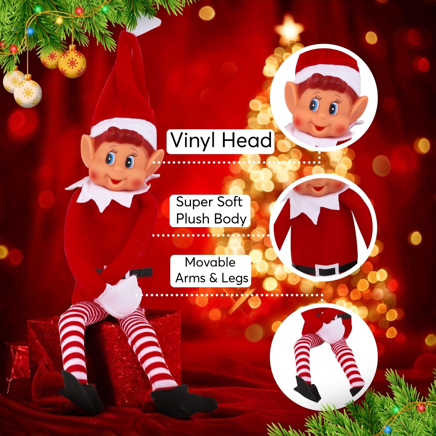 Elves Behavin' Badly Christmas Elf Plush Toy — 12-Inch Bendable Naughty Elf Doll