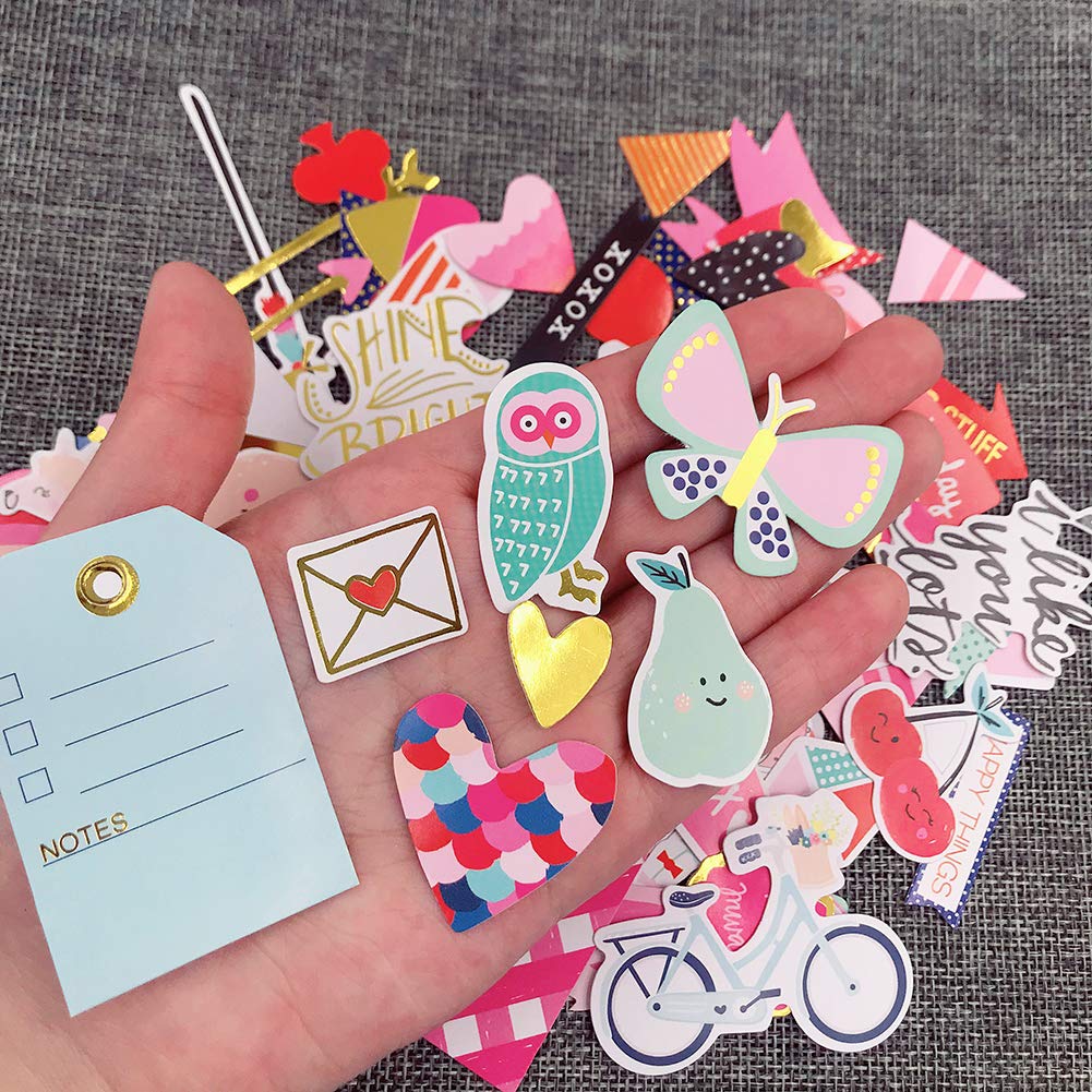 Elwish Scrapbook Stickers 80pcs – Love Theme Cardstock for Laptop, Planner & Crafts