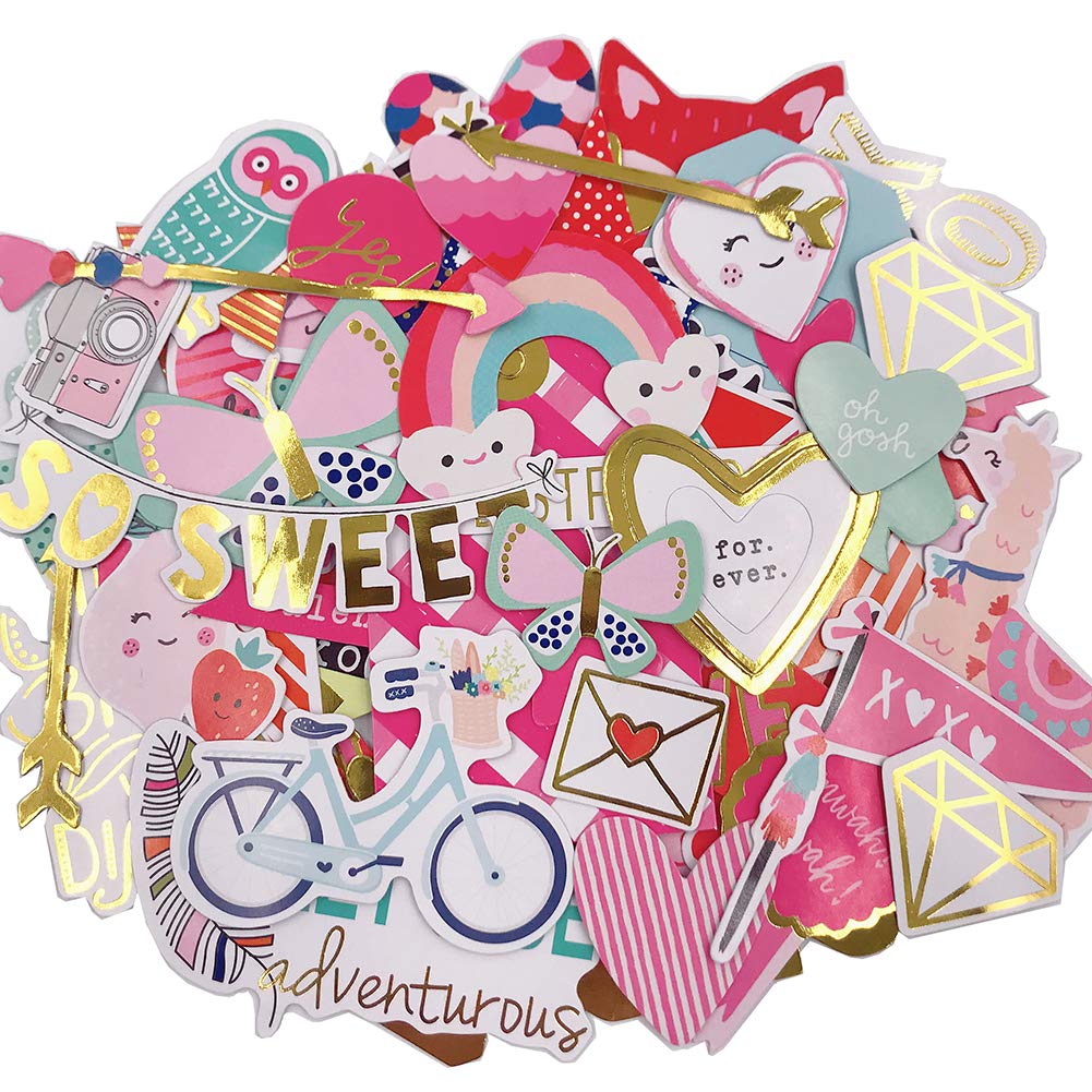 Elwish Scrapbook Stickers 80pcs – Love Theme Cardstock for Laptop, Planner & Crafts