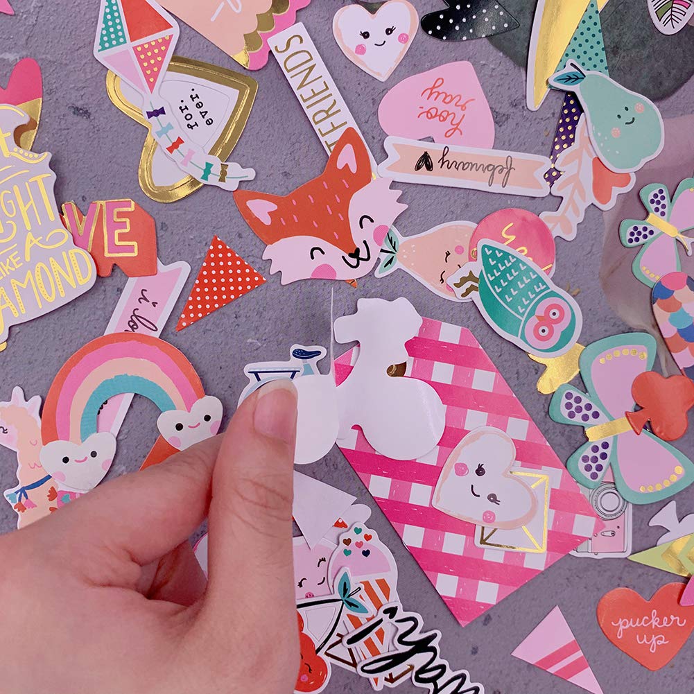 Elwish Scrapbook Stickers 80pcs – Love Theme Cardstock for Laptop, Planner & Crafts