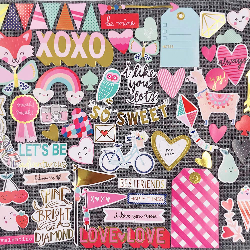 Elwish Scrapbook Stickers 80pcs – Love Theme Cardstock for Laptop, Planner & Crafts