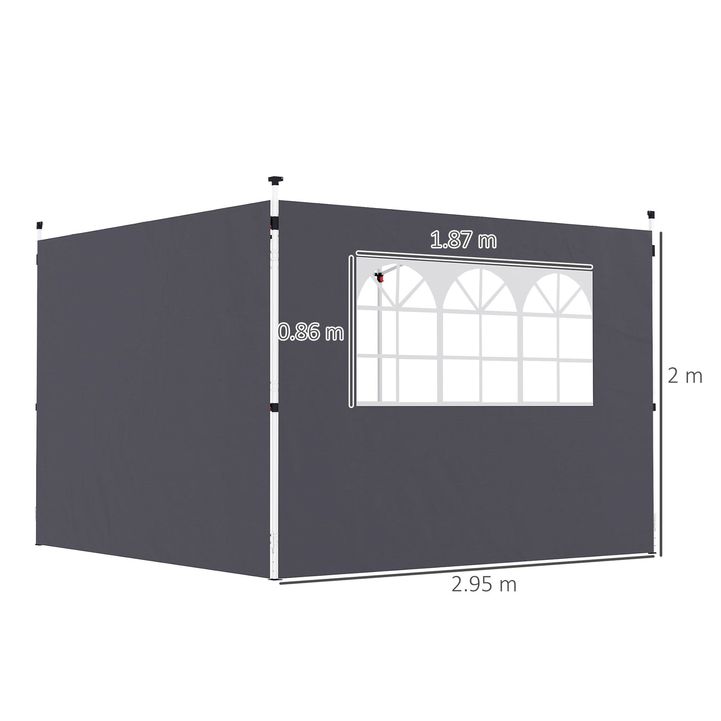 Outsunny Gazebo Replacement Exchangeable Wall Panels w/  Window, Dark Grey