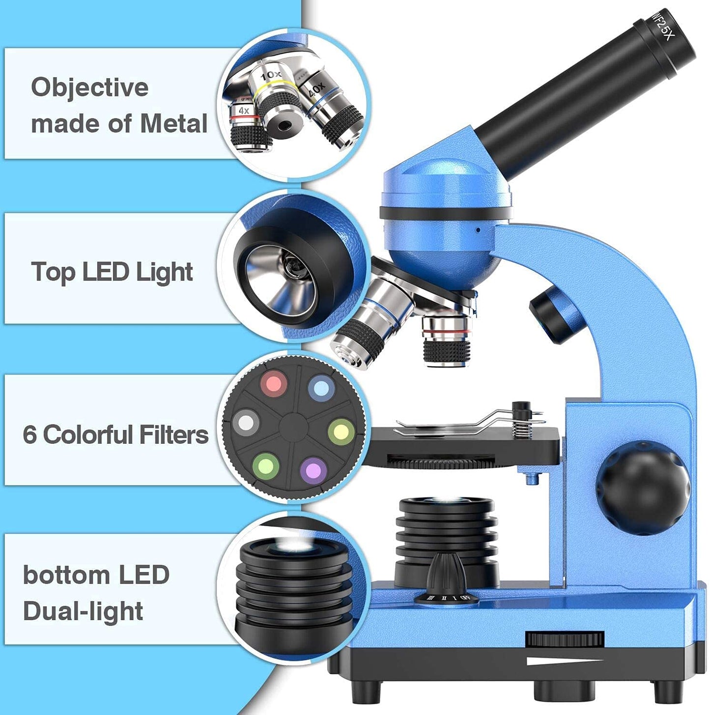 Emarth Kids Microscope 40X–1000X with 52-Piece Educational Kits | Beginner Science Lab