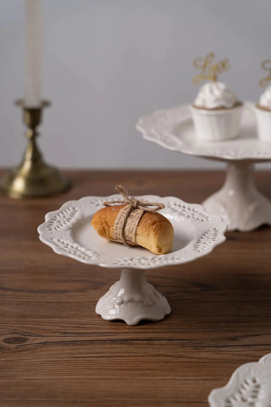 Embossed Porcelain Dessert Plate - Ceramic Household Tray