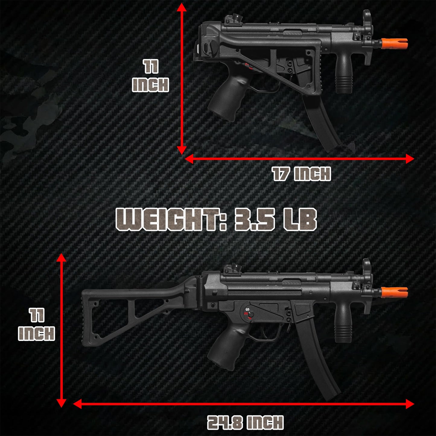 EMERBU Pro-Grade Gel Splatter Blaster MP5K – Metal/Nylon Body, 11.1V Power, High-Speed Gearset