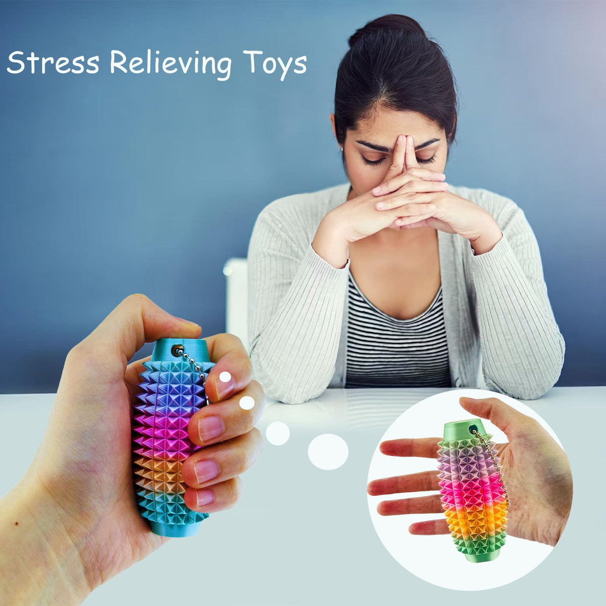 emeqzoa Little Ouchies Pain Stim Fidget – Rainbow, 3D Printed Sensory Toy