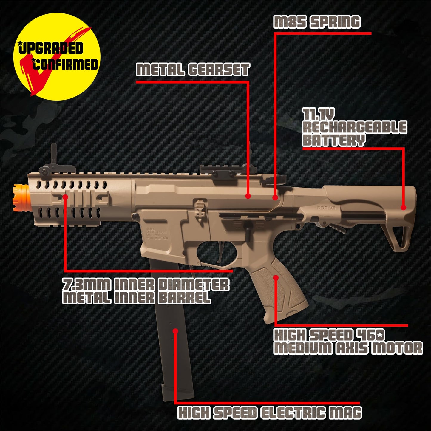 EMERBU Pro-Grade Gel Splatter Ball Blaster ARP9 – Upgraded Metal/Nylon Build, 11.1V Power