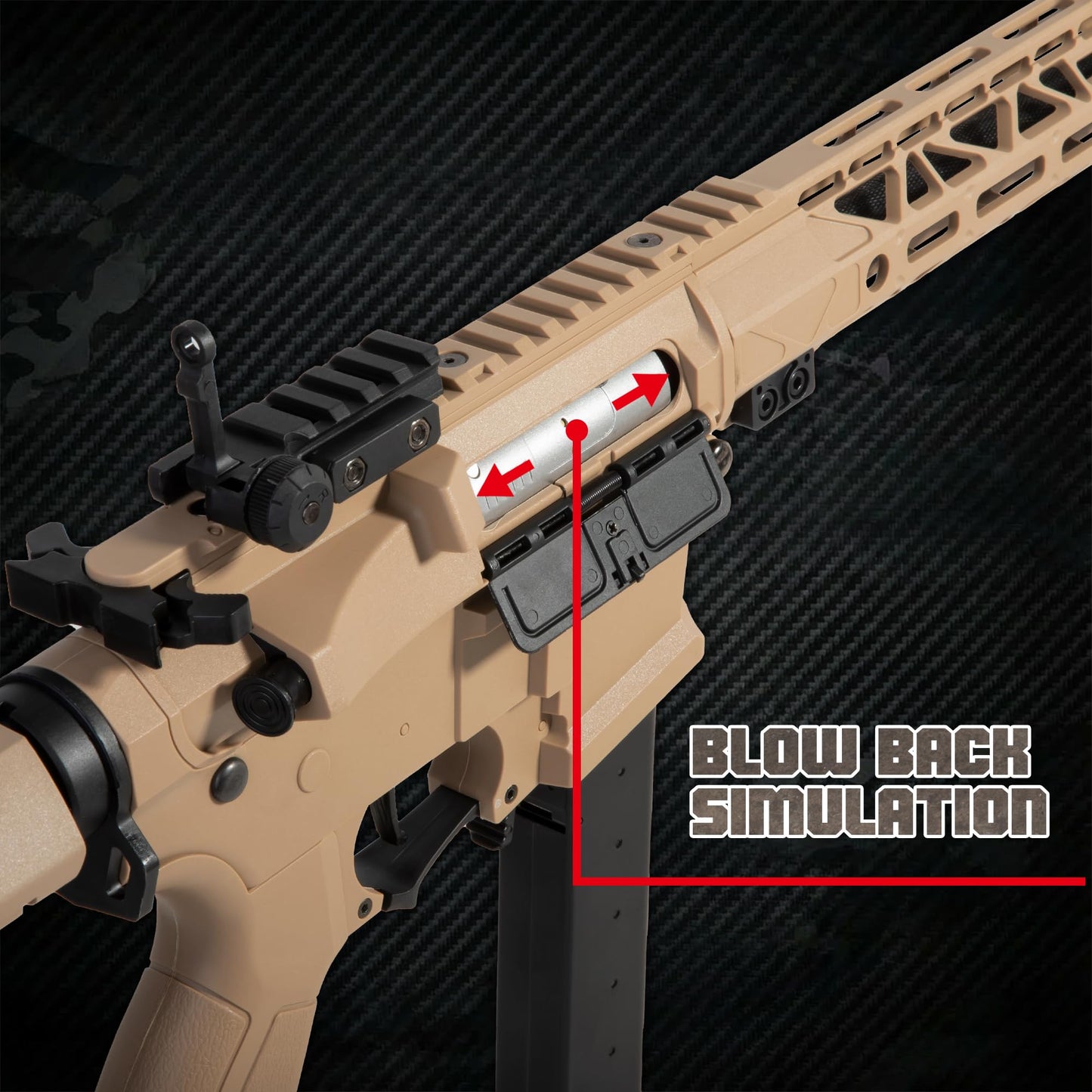 EMERBU Pro-Grade ARP9 Plus Gel Splatter Ball Blaster – Tan, Metal/Nylon Body, 11.1V High Power