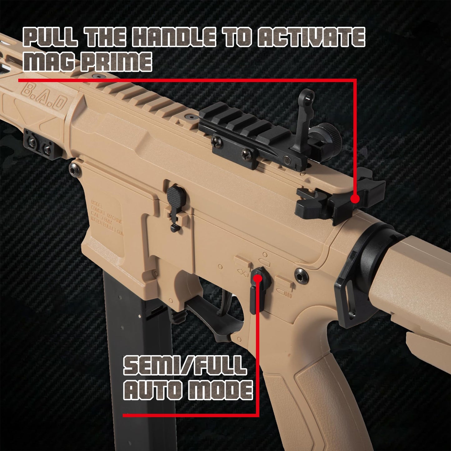 EMERBU Pro-Grade ARP9 Plus Gel Splatter Ball Blaster – Tan, Metal/Nylon Body, 11.1V High Power